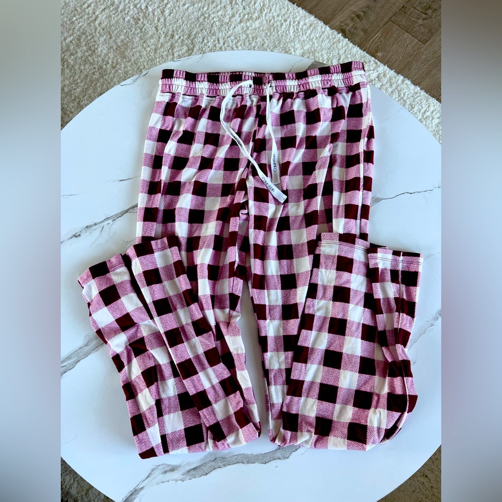 Maroon and White Plaid Calvin Klein PJ Bottoms Size Small